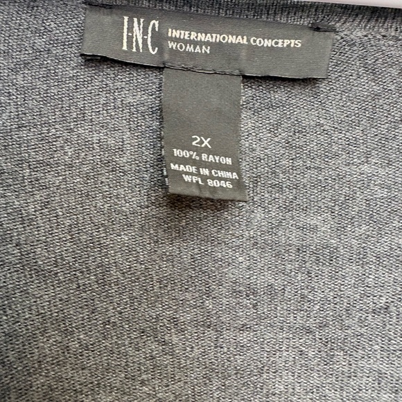 INC International Concepts Charcoal V-Neck asymmetrical Women's Top - Picture 5 of 7